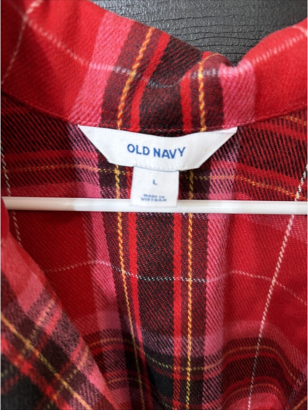 Old Navy Women Long Coat Red Tartan Plaid Sz L Oversized Soft Pockets - Picture 3 of 7